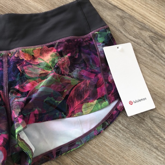 NWT Lululemon Speed Up Short Vivid Floral Tone Multi/Graphite Grey Size 4 - Picture 4 of 11